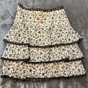 Cynthia Steffe Floral Layered Skirt with Bead Embellishments